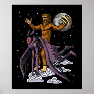 Bigfoot Riding Mothman Poster