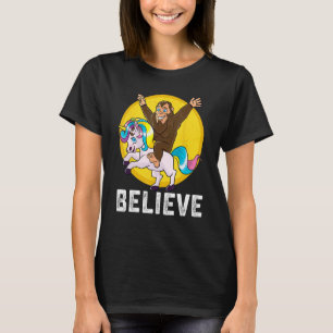 BigFoot Riding Unicorn Believe Sasquatch Men Women T-Shirt