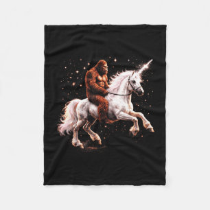Bigfoot riding unicorn funny men women sasquatch fleece blanket