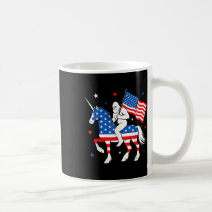 Bigfoot Riding Unicorn Usa Flag Independence Day 4 Coffee Mug
