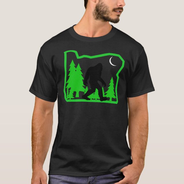 Bigfoot Roaming Through Oregon Shirt Sticker (Front)
