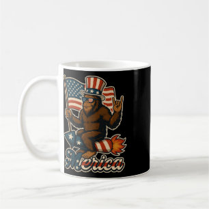 Bigfoot Rock Merica American Flag Patriotic 4th Of Coffee Mug