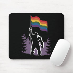 Bigfoot Rock On LGBTQ Progressive New Pride Flag  Mouse Mat