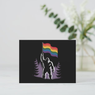 Bigfoot Rock On LGBTQ Progressive New Pride Flag  Postcard
