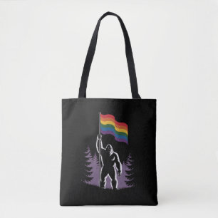 Bigfoot Rock On LGBTQ Progressive New Pride Flag  Tote Bag