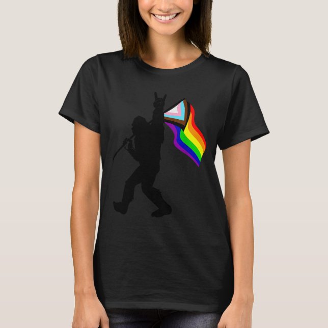 Bigfoot Rock On Proud Gay Lgbtq Progressive New Pr T-Shirt (Front)
