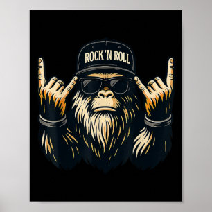 Bigfoot Rock On Sasquatch Heavy Metal Vibes Men Wo Poster