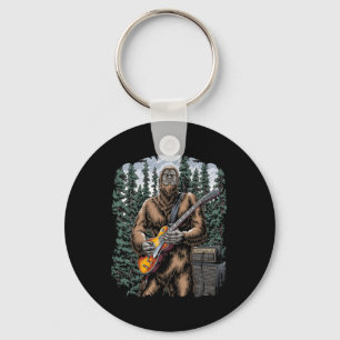 Bigfoot Rockin Out With His Guitar Out - Forest Ja Key Ring