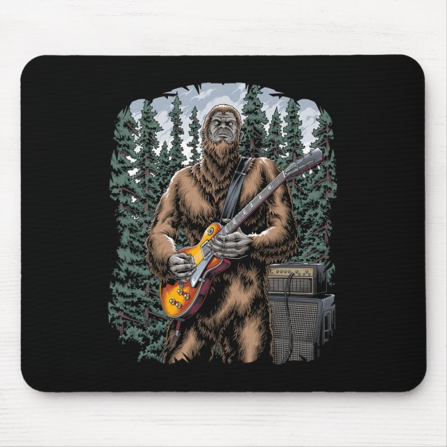 Bigfoot Rockin Out With His Guitar Out - Forest Ja Mouse Mat (Front)
