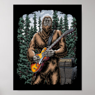 Bigfoot Rockin Out With His Guitar Out - Forest Ja Poster