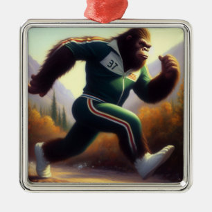Bigfoot Running Metal Tree Decoration