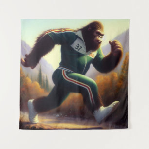 Bigfoot Running Tapestry