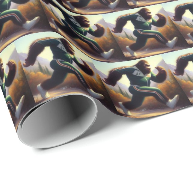 Bigfoot Running Wrapping Paper (Roll Corner)