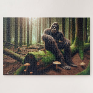 Bigfoot’s Woodland Throne, Bigfoot Deep in Thought Jigsaw Puzzle