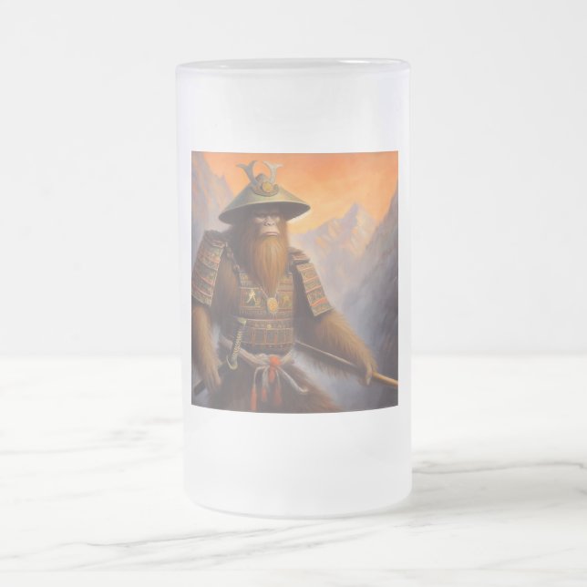 Bigfoot Samurai Frosted Glass Beer Mug (Center)