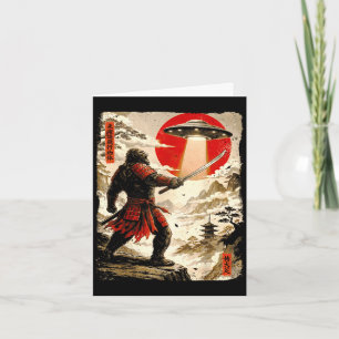Bigfoot samurai ufo ukiyo-e japanese art vintage card