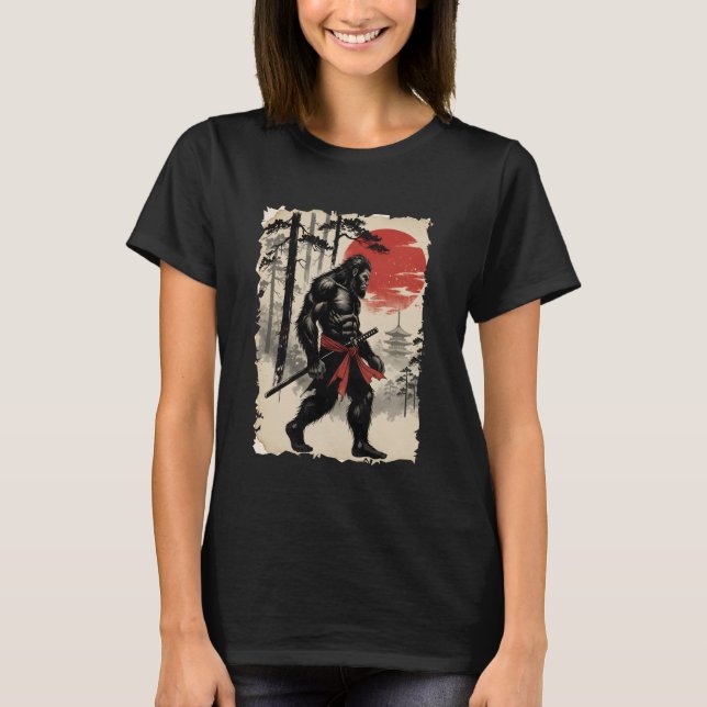 Bigfoot Samurai Warrior Anime Japanese Art Samurai T-Shirt (Front)