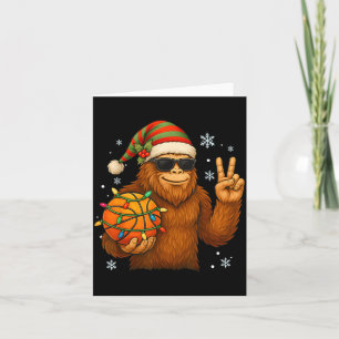 Bigfoot Santa Basketball Christmas  Card