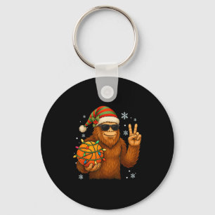 Bigfoot Santa Basketball Christmas  Key Ring