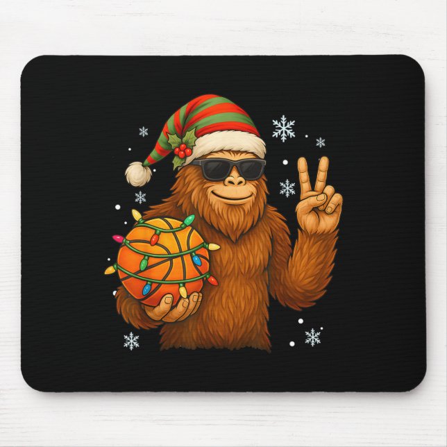 Bigfoot Santa Basketball Christmas  Mouse Mat (Front)