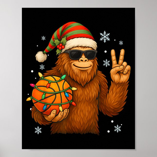 Bigfoot Santa Basketball Christmas  Poster (Front)