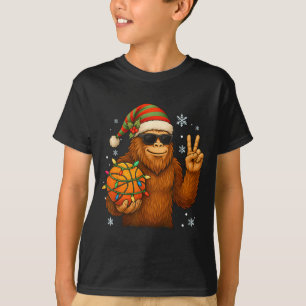 Bigfoot Santa Basketball Christmas  T-Shirt