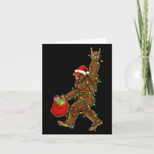 Bigfoot Santa Christmas Lights Rock Funny Sasquatc Card