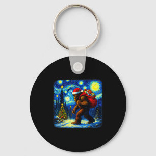 Bigfoot Santa Christmas Starry Night Sasquatch Van Key Ring