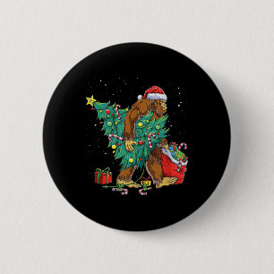 Bigfoot Santa Christmas Tree Lights Funny Xmas Sas 6 Cm Round Badge