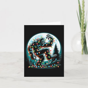 Bigfoot Santa Christmas Tree Lights Funny Xmas Sas Card