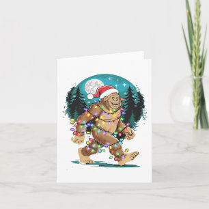 Bigfoot Santa Christmas Tree Lights Funny Xmas Sas Card