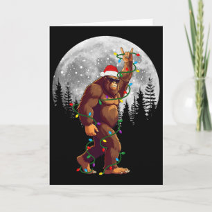 Bigfoot Santa Christmas Tree Lights Funny Xmas Sas Card