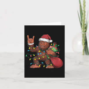 Bigfoot Santa Christmas Tree Lights Funny Xmas Sas Card