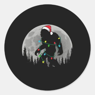 Bigfoot Santa Christmas Tree Lights Funny Xmas Sas Classic Round Sticker