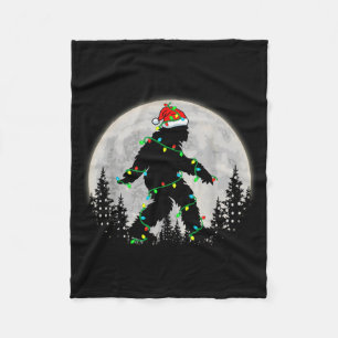 Bigfoot Santa Christmas Tree Lights Funny Xmas Sas Fleece Blanket