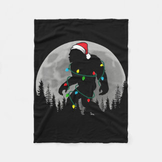 Bigfoot Santa Christmas Tree Lights Funny Xmas Sas Fleece Blanket
