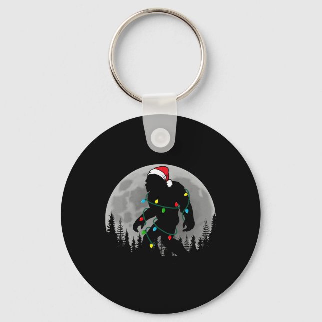 Bigfoot Santa Christmas Tree Lights Funny Xmas Sas Key Ring (Front)