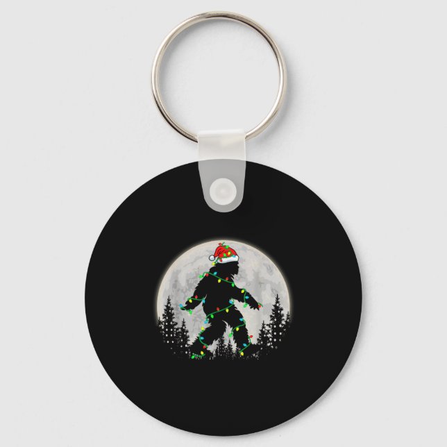 Bigfoot Santa Christmas Tree Lights Funny Xmas Sas Key Ring (Front)