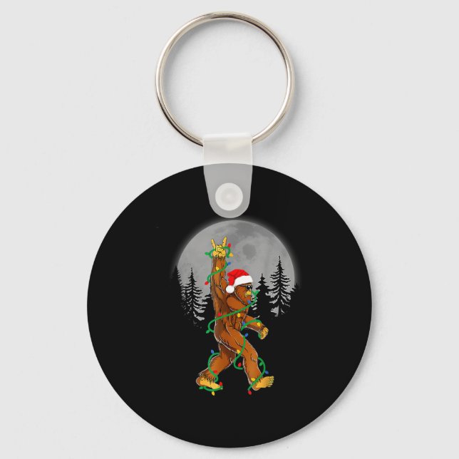 Bigfoot Santa Christmas Tree Lights Funny Xmas Sas Key Ring (Front)