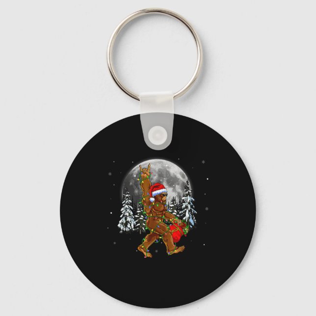 Bigfoot Santa Christmas Tree Lights Funny Xmas Sas Key Ring (Front)