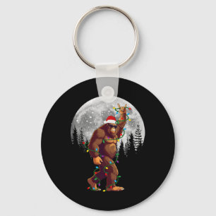 Bigfoot Santa Christmas Tree Lights Funny Xmas Sas Key Ring