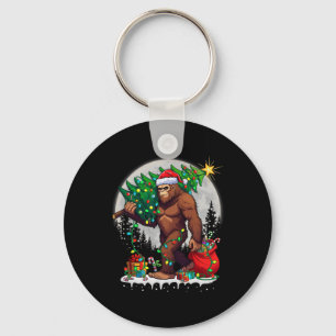 Bigfoot Santa Christmas Tree Lights Funny Xmas Sas Key Ring