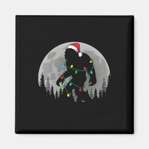 Bigfoot Santa Christmas Tree Lights Funny Xmas Sas Magnet