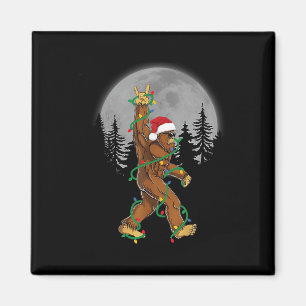 Bigfoot Santa Christmas Tree Lights Funny Xmas Sas Magnet