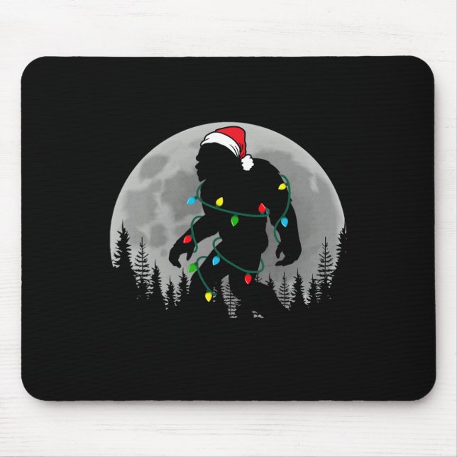 Bigfoot Santa Christmas Tree Lights Funny Xmas Sas Mouse Mat (Front)