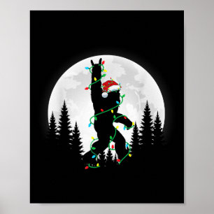 Bigfoot Santa Christmas Tree Lights Funny Xmas Sas Poster