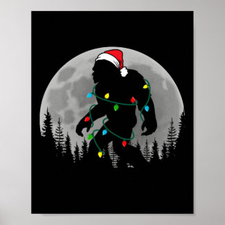 Bigfoot Santa Christmas Tree Lights Funny Xmas Sas Poster