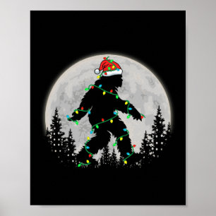 Bigfoot Santa Christmas Tree Lights Funny Xmas Sas Poster