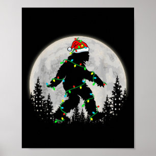 Bigfoot Santa Christmas Tree Lights Funny Xmas Sas Poster