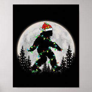 Bigfoot Santa Christmas Tree Lights Funny Xmas Sas Poster